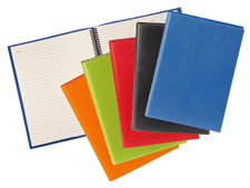 orange, green, red, blue and black bonded leather refillable journals