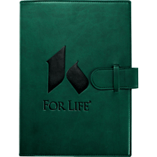 green Italian faux leather journalbook with tab closure