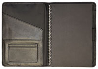 inside view of faux leather Classic journal with wirebound insert