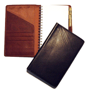 pocket leather calendars shown in black and British Tan