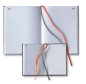 inside views of numbered blank journals with ribbon markers