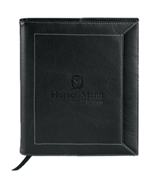 black leather journal with contrasting stitching